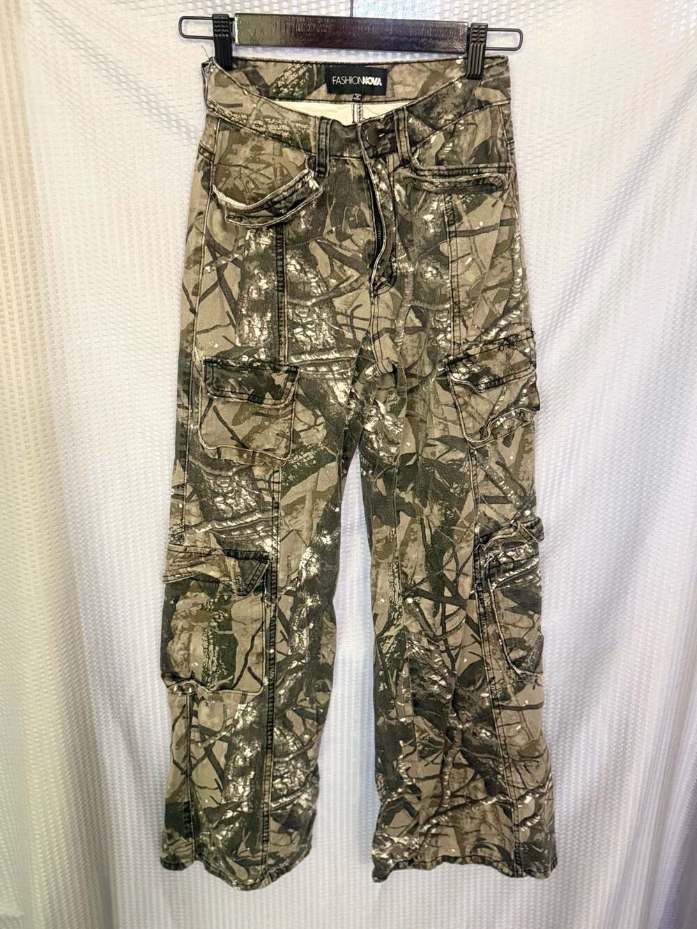 Fashion Nova Realtree Camo Cargo Pants, High-Rise Wide Leg - XS
